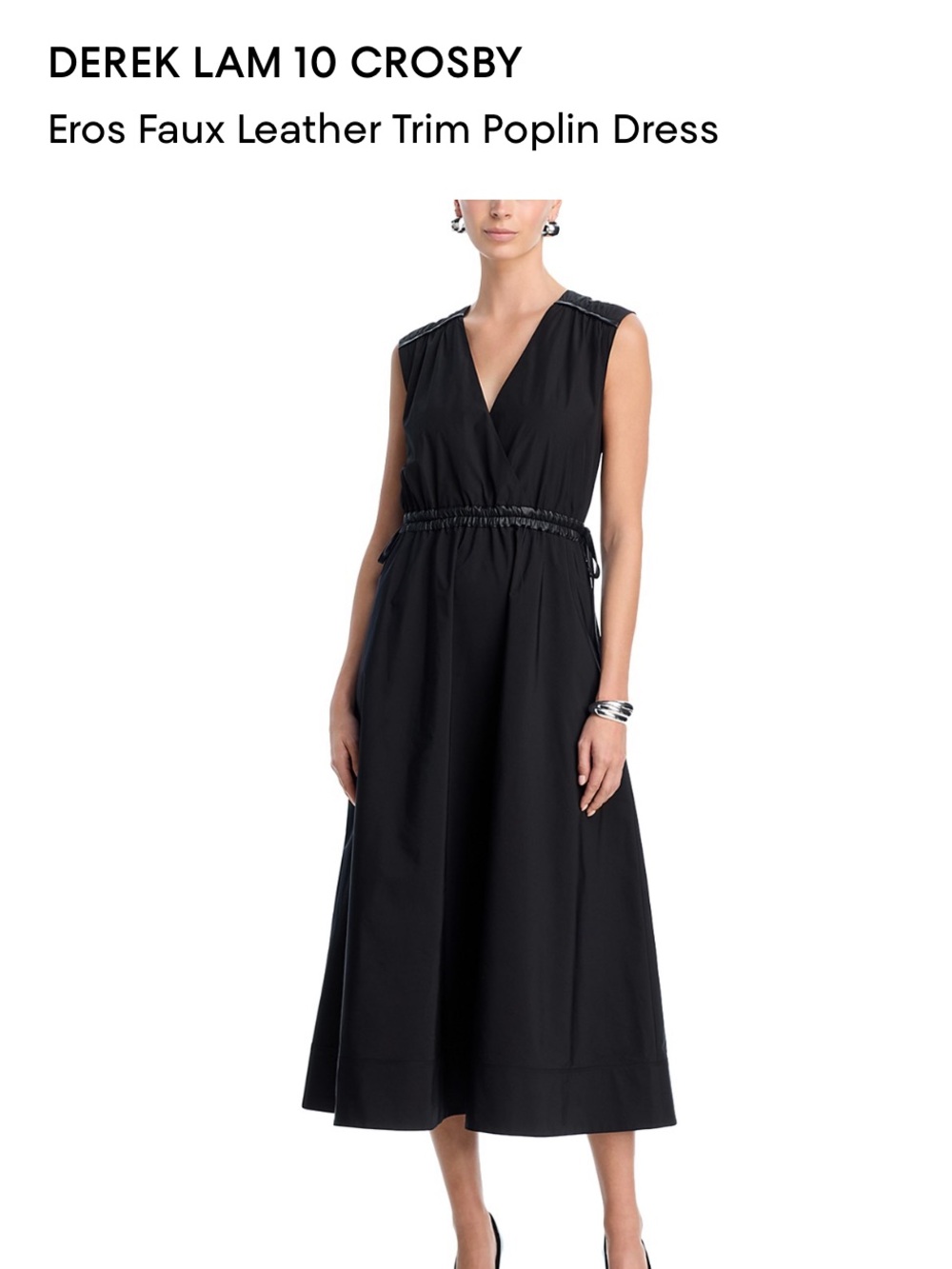 Derek Lam 10 Crosby Eros Faux Leather Trim Poplin Dress